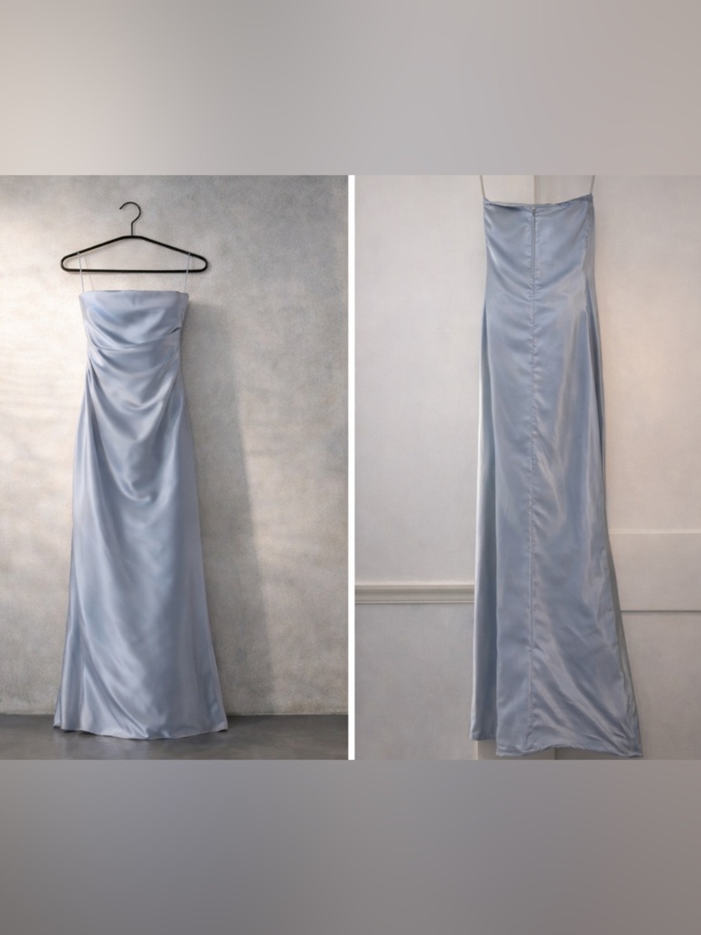 [Oscar de la Renta] Pink Label Silk Satin Strapless Gown Blue Gray Size 6 - Picture 3 of 11